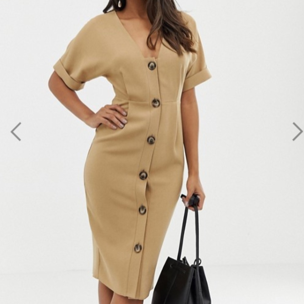 ASOS DESIGN button through midi wiggle dress
